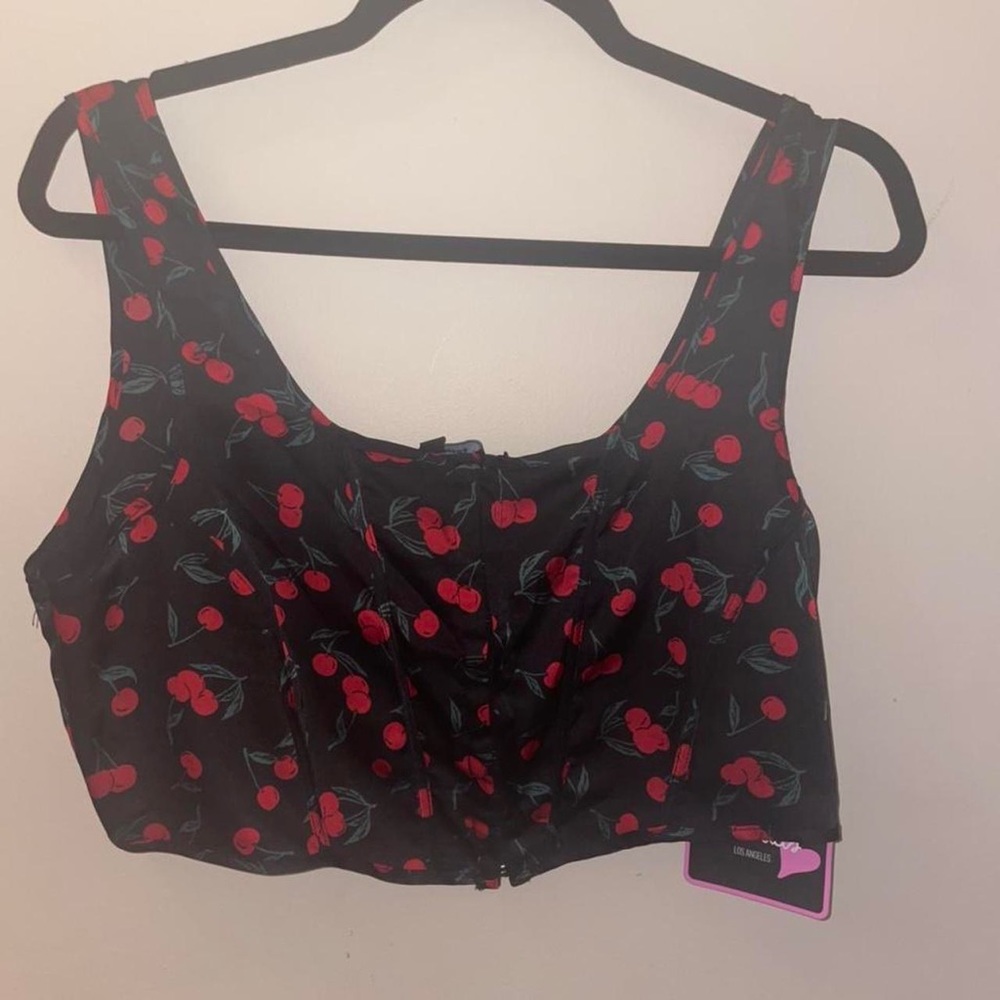 Ribbed cherry corset top